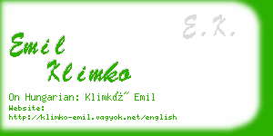 emil klimko business card